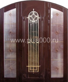 Арочная входная дверь c массивом с ковкой АР-35, цена 100 000  руб.