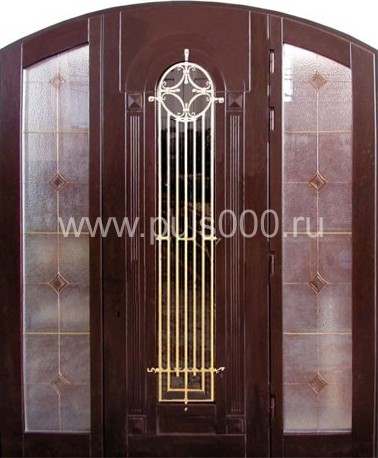 Трёхконтурная арочная дверь АР-35 из массива с ковкой, цена 100 000  руб.