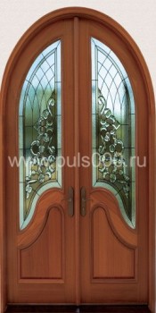 Металлическая арочная дверь c массивом остеклённая АР-24-1, цена 115 800  руб.