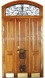Арочная входная дверь c массивом и с остеклённой фрамугой АР-11, цена 100 000  руб.
