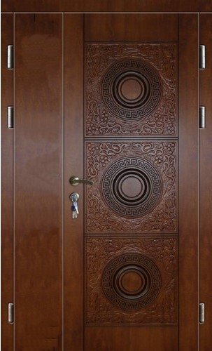 Стальная двустворчатая дверь ДВ-419 из массива и филёнчатого МДФ, цена 56 350  руб.