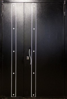 Двухстворчатая входная дверь ДВ-1237 с порошковым напылением и МДФ