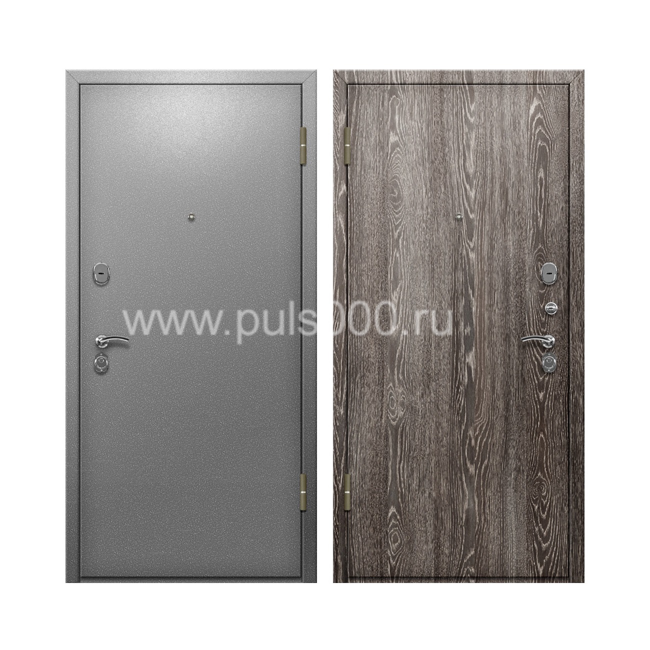 Входная дверь с серым порошковым покрытием и ламинатом PR-79