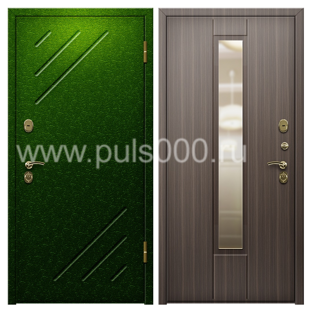Металлическая наружная дверь с зеркалом для загородного дома PR-1118, цена 20 000  руб.