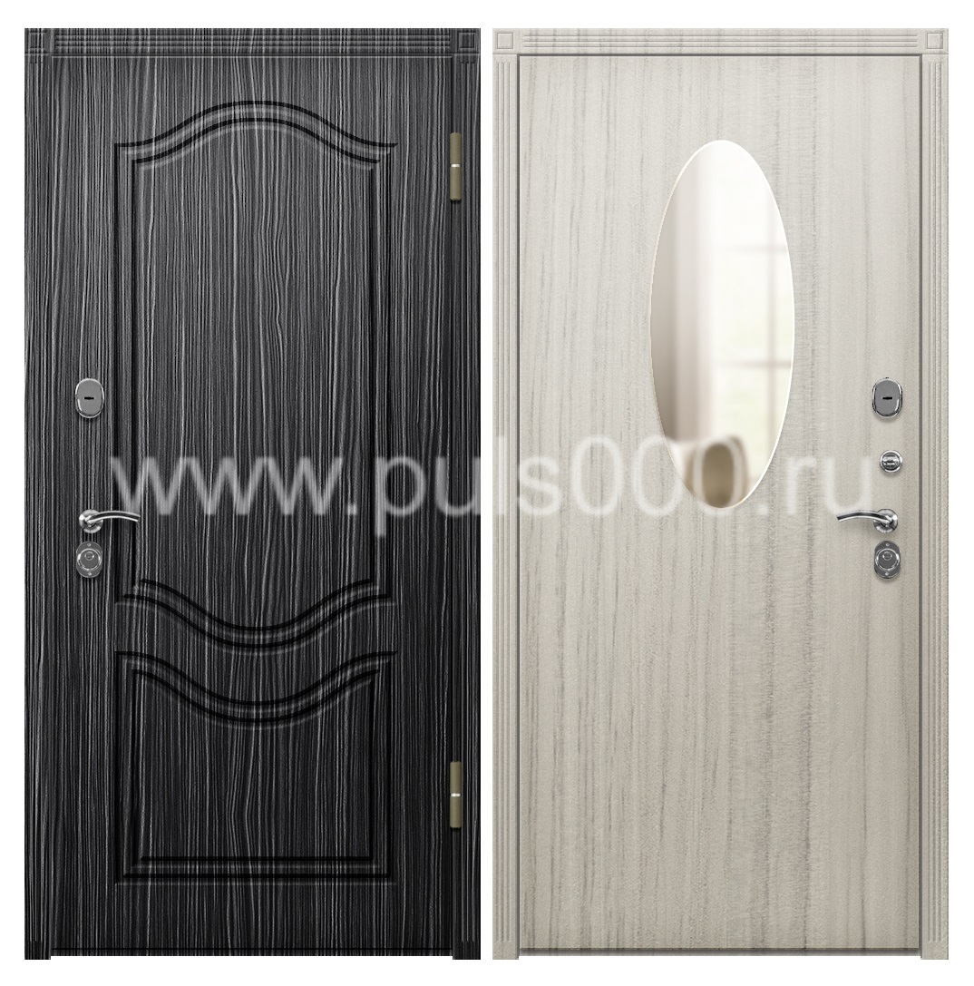 Металлическая уличная дверь с зеркалом в коттедж MDF-29, цена 30 000  руб.