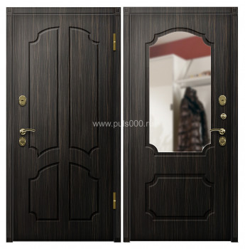 Входная металлическая квартирная дверь МДФ с зеркалом венге MDF-305