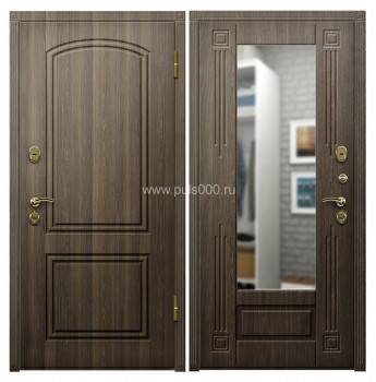 Дверь в квартиру металлическая МДФ с зеркалом орех MDF-311, цена 37 050  руб.
