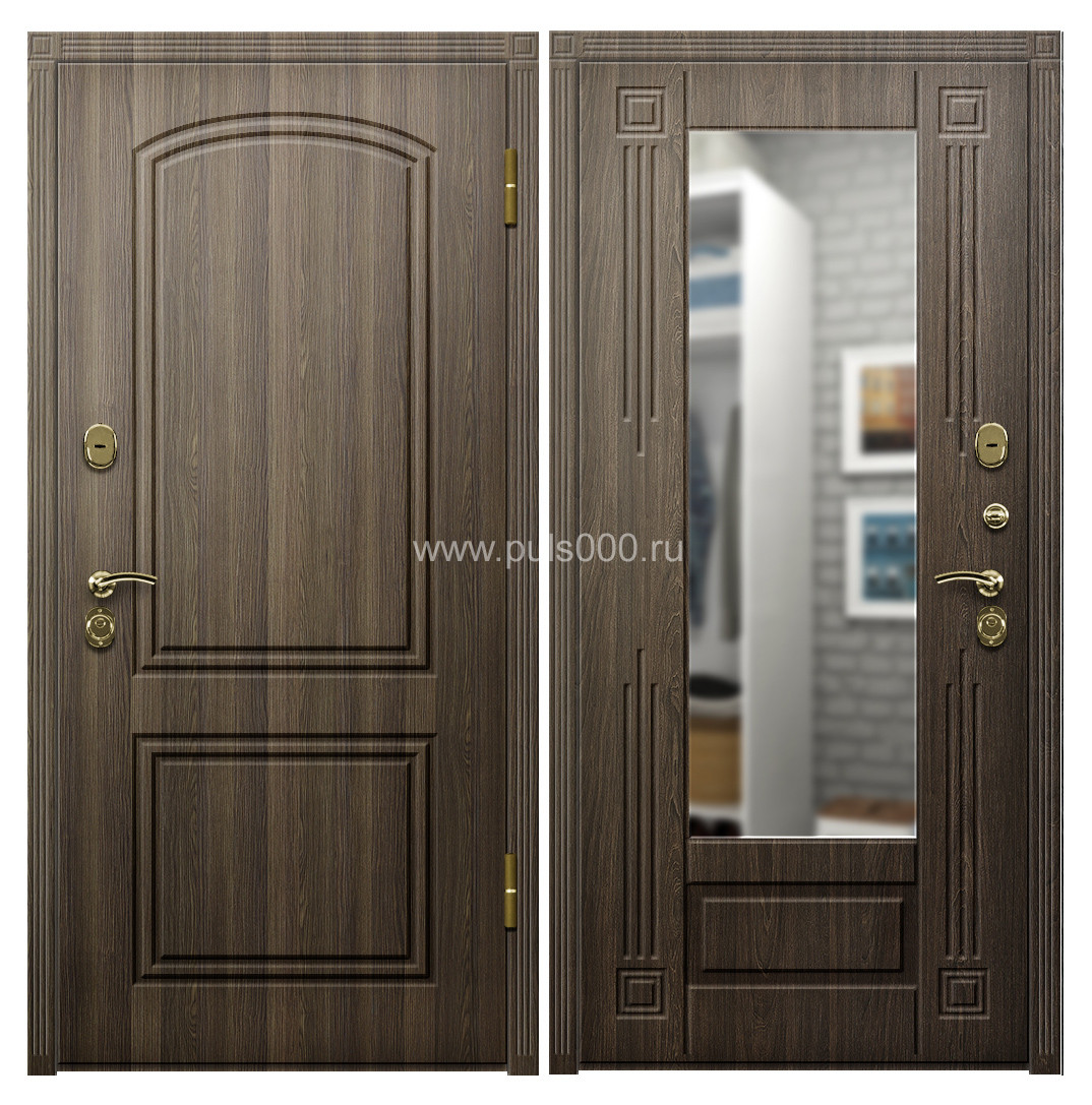 Дверь в квартиру металлическая МДФ с зеркалом орех MDF-311, цена 37 050  руб.