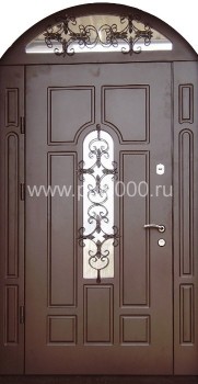 Железная арочная дверь со стеклом и ковкой и c МДФ АР-33, цена 42 450  руб.