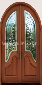 Металлическая арочная дверь c массивом остеклённая АР-24-1, цена 173 700  руб.